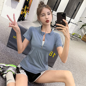 瑜伽上衣透气速干运动专业跑步短袖 岚纹半拉链健身服女夏季 薄款 新