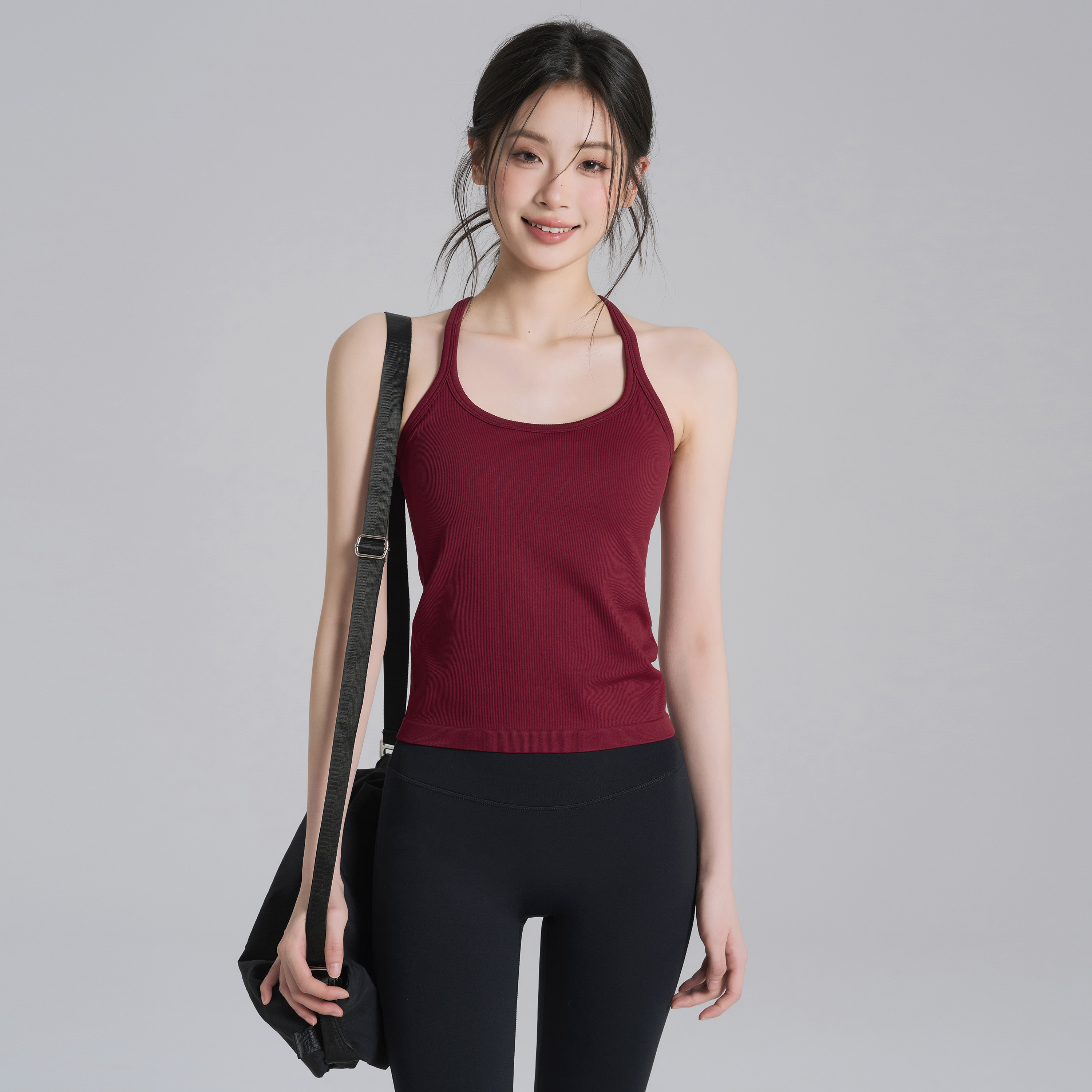 岚纹含胸垫运动背心女红色工字型吊带防震跑步内衣瑜伽服健身上衣,运动服/休闲服装,运动背心,淘宝优惠券,粉丝福利购,淘宝优惠卷