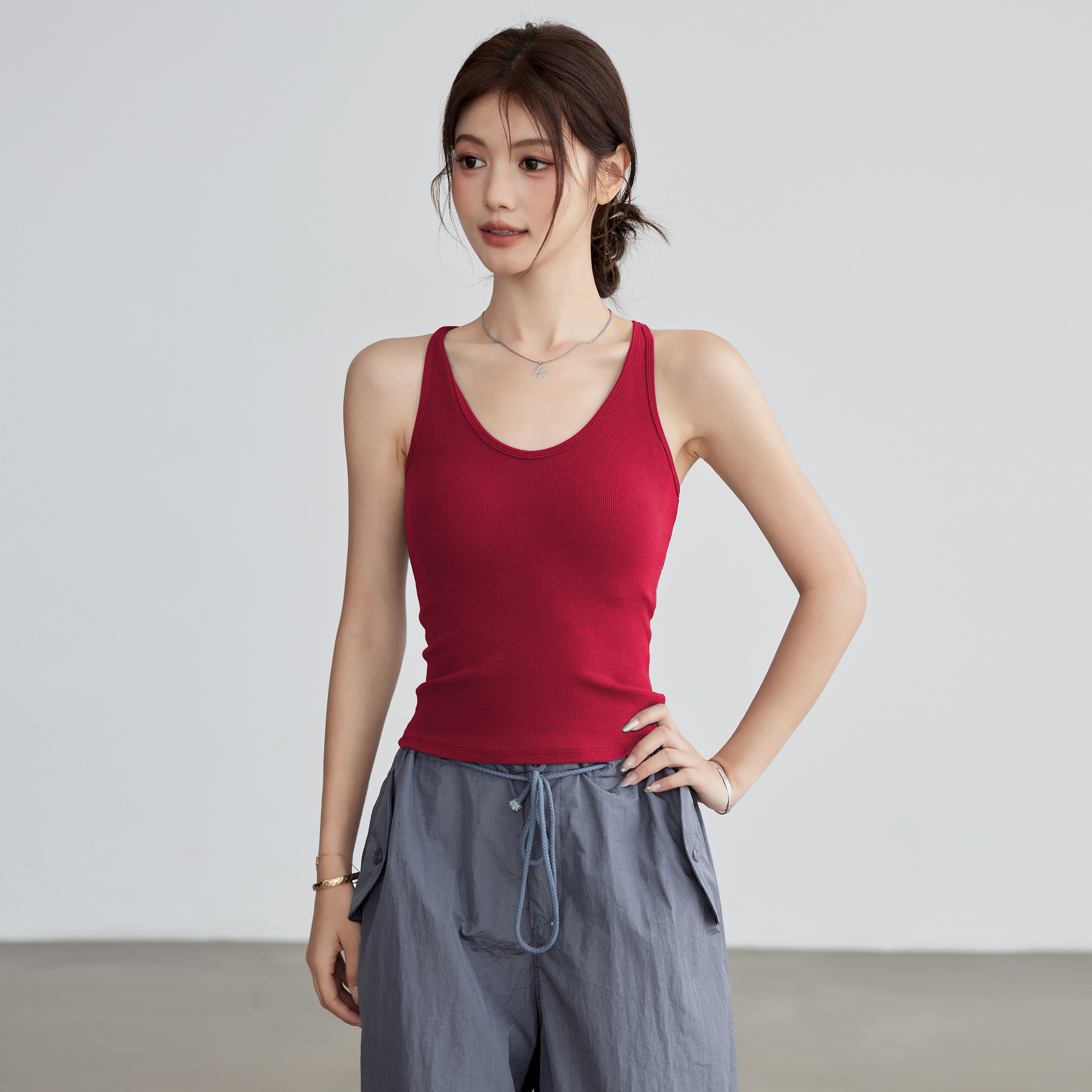 岚纹一体式红色瑜伽背心女外穿运动内衣美背跑步训练健身服上衣新,运动/瑜伽/健身/球迷用品,瑜伽背心,淘宝优惠券,粉丝福利购,淘宝优惠卷