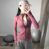 岚纹立领显瘦运动上衣女秋冬紧身带兜拉链开衫 健身服夹克瑜伽外套