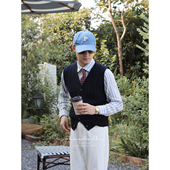 英伦复古修身 背心 老钱风保暖打底针织衫 V领开衫 羊毛绞花毛衣马甲