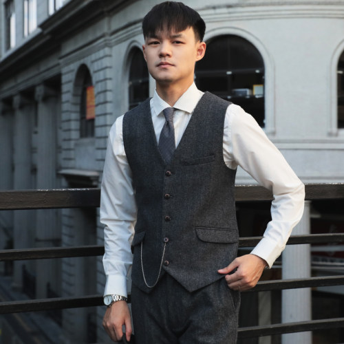 复古英伦雅痞绅士修身西装马甲