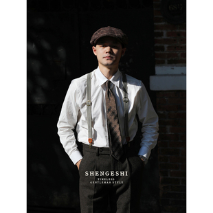 日常衬衫 100%棉灯芯绒英伦复古ivy水洗纯棉衬衣 暗扣尖领条绒修身