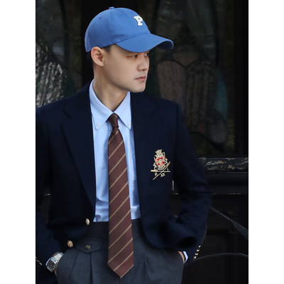 IVY学院风布雷泽英伦刺绣徽章西服 美式复古常春藤修身西装外套