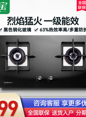 康宝Q250-C105燃气灶煤气台嵌两用钢化玻璃家用厨房双灶大火力