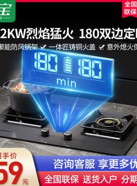 康宝2QB550燃气灶天然气煤气液化气双灶家用定时大火力双边灶具
