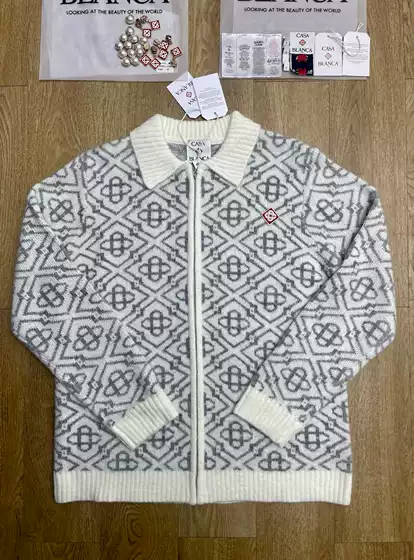 Casablanca Diamond Jacquard Embroidered Letter Knit Jacket