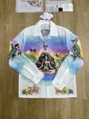 Casablanca Portrait Floral Gradient Color-Blocked Long-Sleeved Shirt
