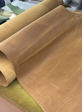 姜黄色复古头层牛皮料手工diy皮料2mm疯马皮皮料真纯牛皮适合做包