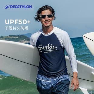 泳衣冲浪服防晒速干衣IVU1 迪卡侬潜水服男水母服湿衣长袖 新品