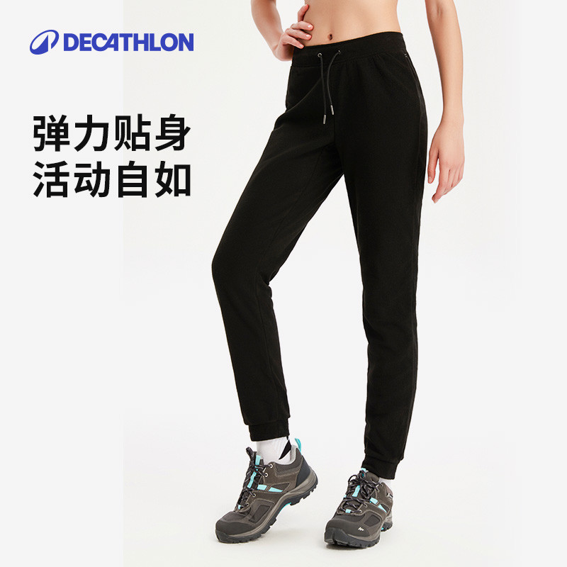 迪卡侬抓绒裤户外保暖裤男加厚女内胆绒裤内穿运动加绒秋裤ODF