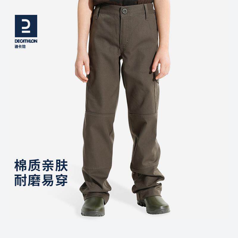 迪卡侬官方旗舰店男童工装裤儿童裤子秋冬休闲帅气棉童装长裤OVHU