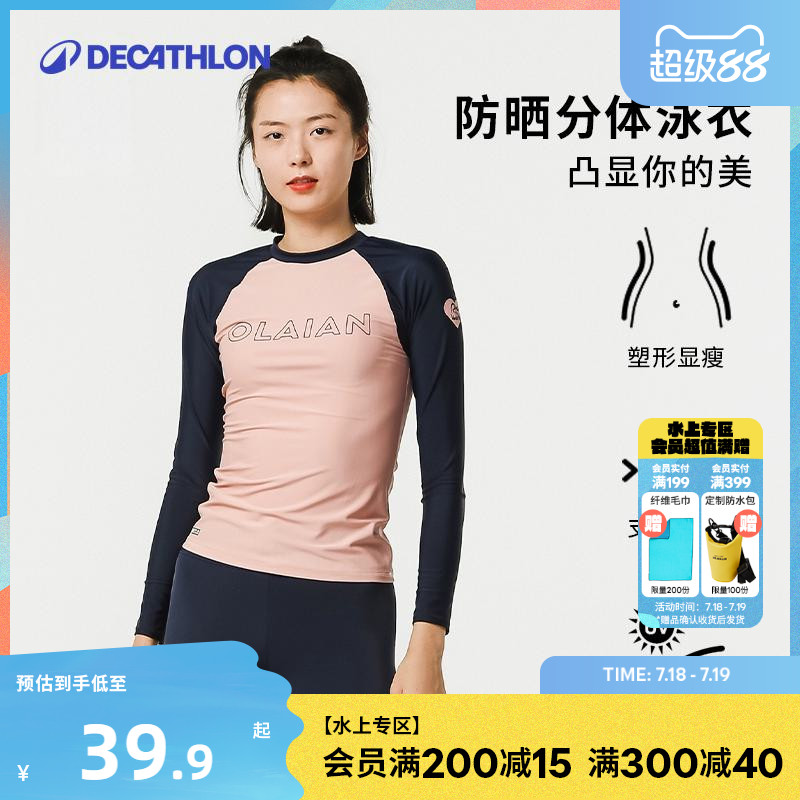 迪卡侬大码女士分体泳衣
