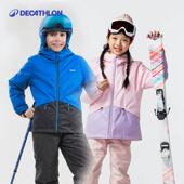 迪卡侬儿童滑雪外套轻薄棉服冬装 男女童加厚防水保暖棉衣夹克KIDO