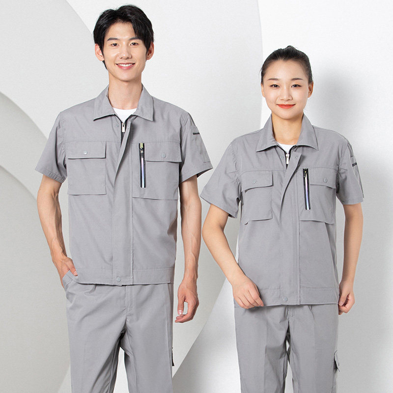 夏款短袖工作服套装男女士耐磨制服劳保服车间工厂企业定制工装