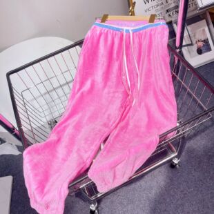 欧货专柜条绒阔腿高品质裤洋气糖果色秋冬新款高品质百搭休闲女裤