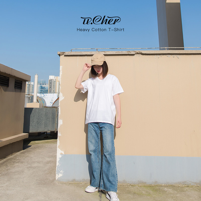 V領純色純白色t恤女短袖純棉寬松2022新款春夏半袖ins潮衛衣內搭在類目 女裝/女士精品, T恤中 - 來自Buy2taobao.com提供專業的淘寶代購服務