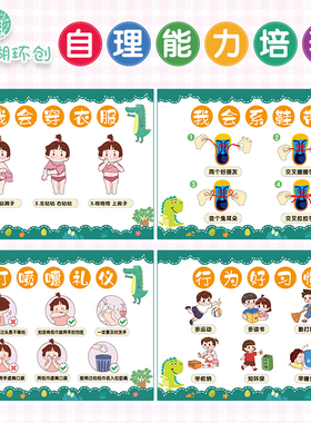 生活区自理能力步骤示意图墙贴纸