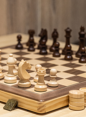 实木国际象棋跳棋套装高档折叠便携豪华版比赛专用棋盘儿童chess