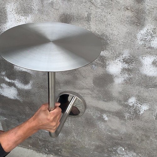 奶茶店咖啡厅网红款壁装不锈钢小圆桌靠墙壁挂桌卡座桌子L形桌子