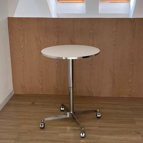 中古风简约包豪斯可移动餐桌银边家用小户型升降办公桌咖啡店桌子
