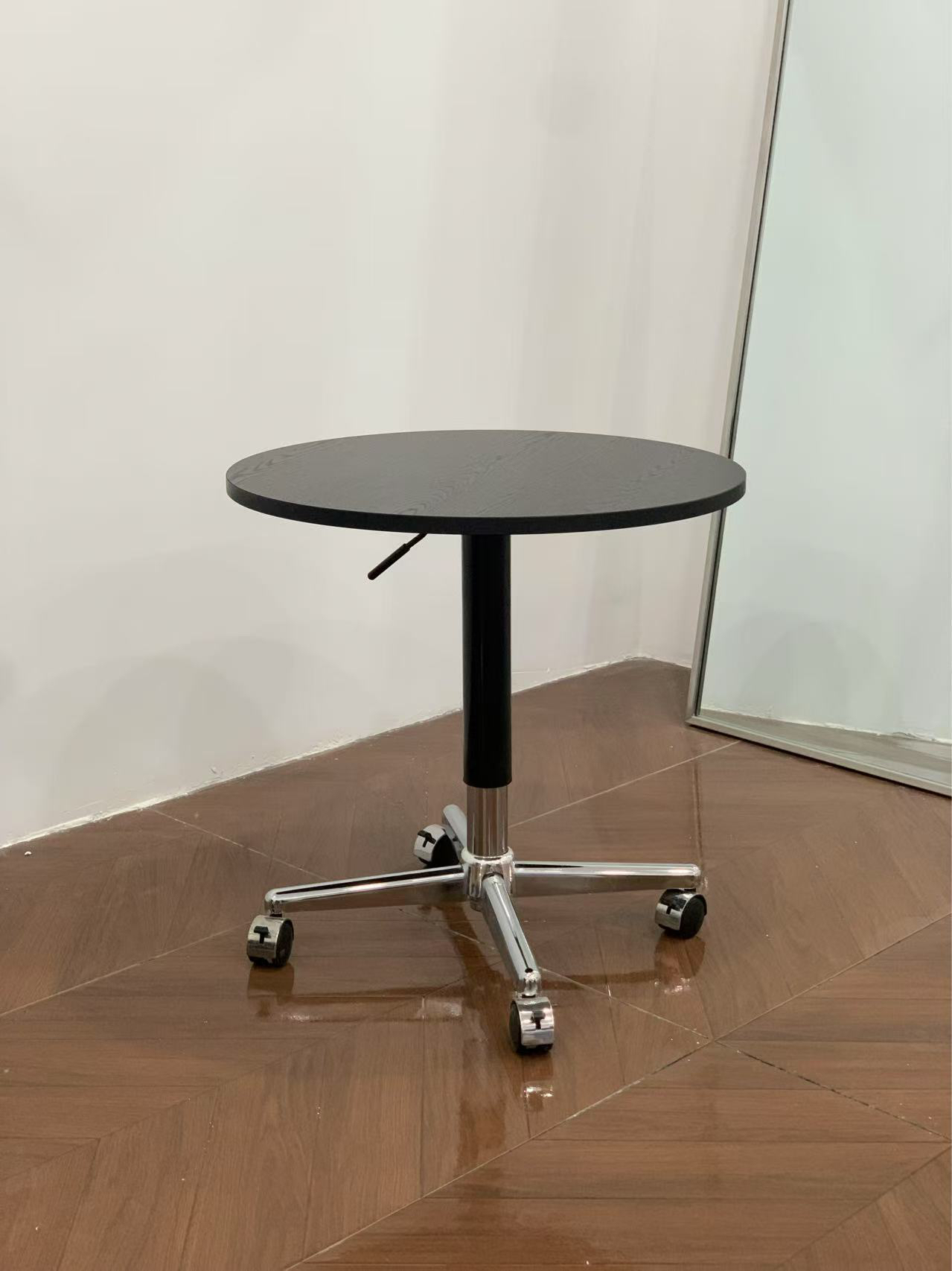 中古风北欧可移动边几沙发边几可升降小圆桌子床边黑色升降小茶几