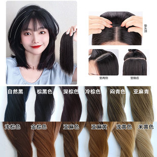 假发片女头顶补发增发量蓬松垫发根隐形贴片闷青亚麻色冷棕金黄色
