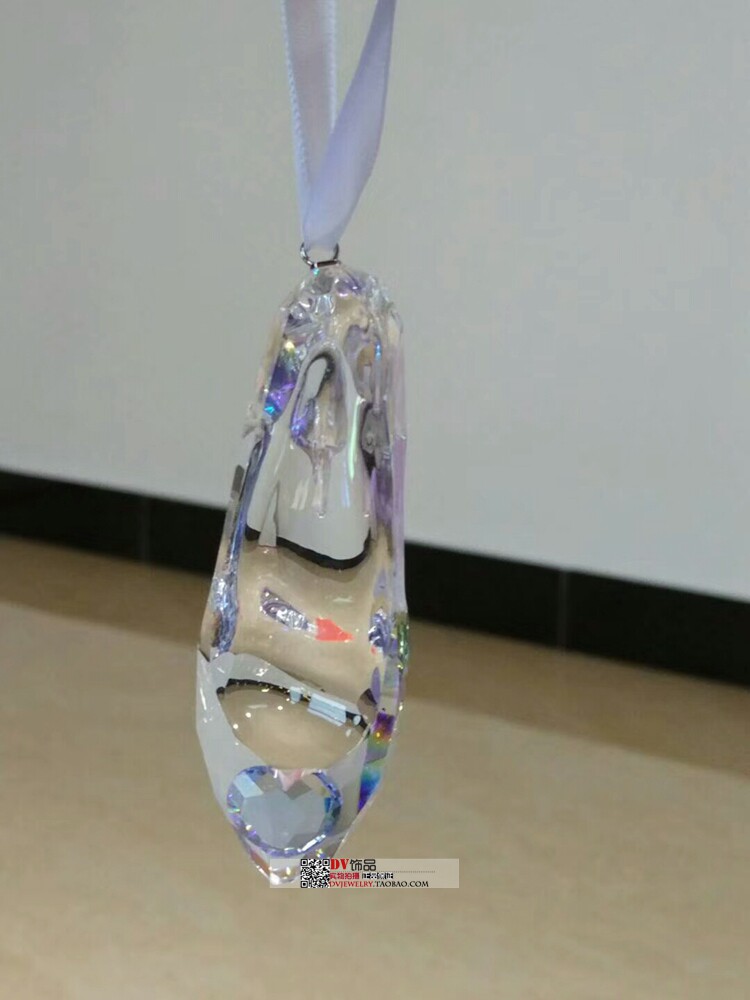 灰姑娘水晶鞋玻璃鞋汽车挂件摆件奥地利水晶圣诞礼物粉蓝色幻彩色