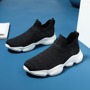 品牌清仓男女鞋健步鞋百搭轻便透气袜子鞋一脚蹬厚底网面休闲鞋男