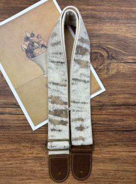 【原创】Loudspeaker 踏雪 意大利皮革工艺奶白色手工吉他背带