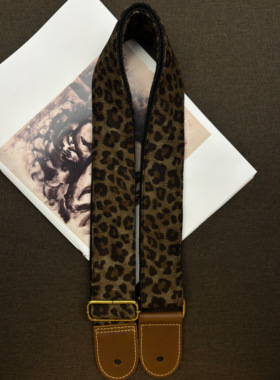 【原创】Loudspeaker 意大利皮革工艺豹纹灯芯绒质感吉他背带