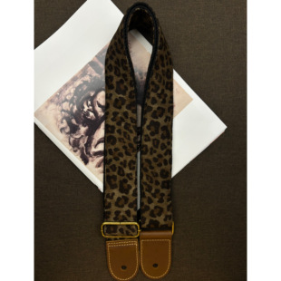 【原创】Loudspeaker 意大利皮革工艺豹纹灯芯绒质感吉他背带