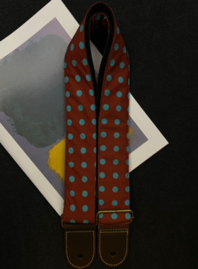 【原创】Loudspeaker查尔斯顿夜 意大利皮革工艺复古波点吉他背带