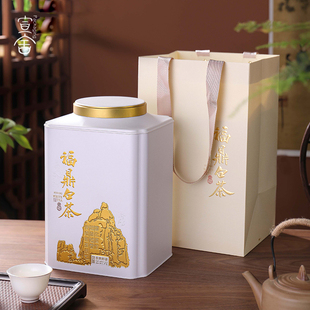盒密封罐一斤装 福鼎白茶包装 老白茶马口铁茶叶罐精品高档方形大罐