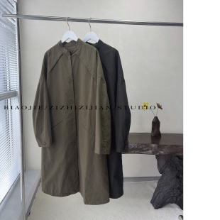 风衣女外套中长款盐缩棉羊毛混纺廓形宽松高级松弛感秋季新款长袖