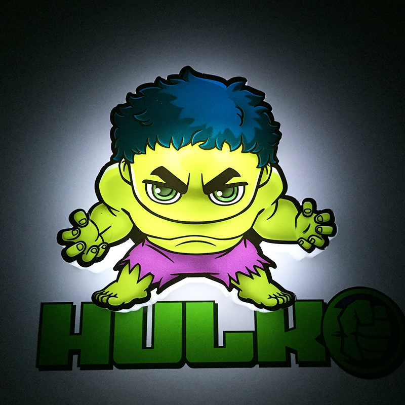 漫威复仇者联盟hulk浩克绿巨人3D创意卡通壁灯卧室走廊床头小夜灯