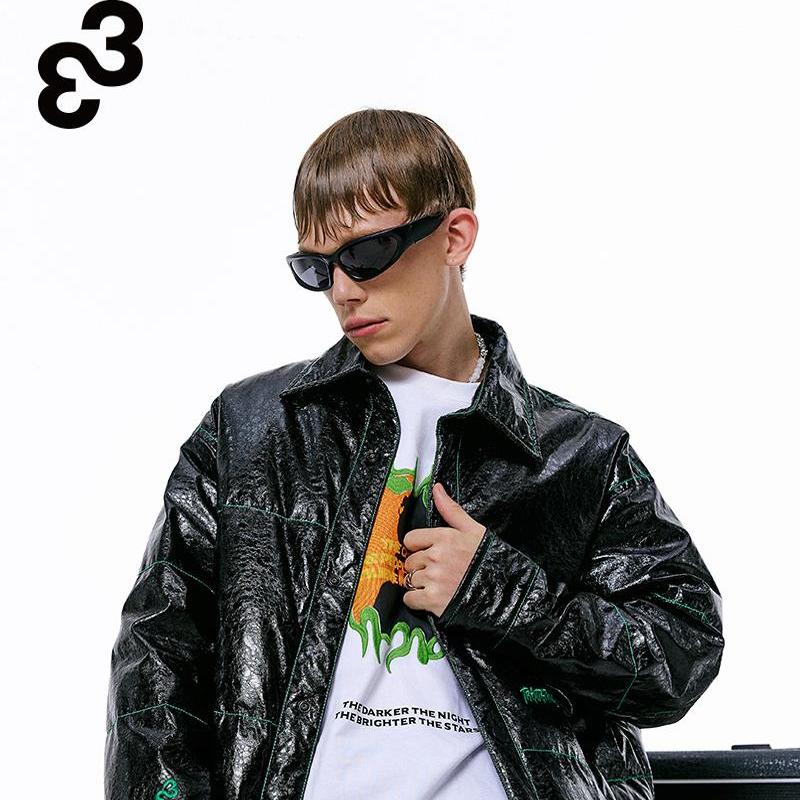 33潮牌百搭时尚休闲亮面宽松立领羽绒服