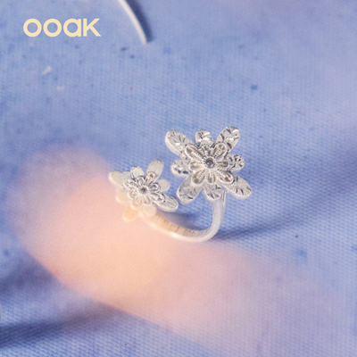 【敬请期待】OOAK界格雕金烟花雨日落烟花白贝母双色雕金开口戒