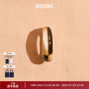 OOAK摩登上海系列复古黑白花砖戒指黑玛瑙白贝母女