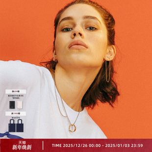 ACE系列中性戒指双圈吊坠项链嘻哈潮情侣简约百搭精美个性