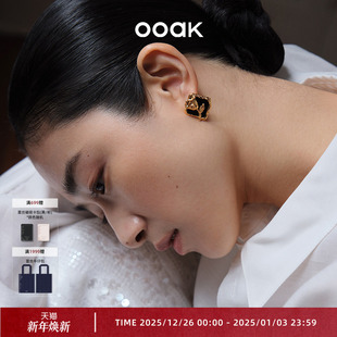 OOAK玫瑰诗人熔岩肌理黑玛瑙耳钉情 热卖 经典