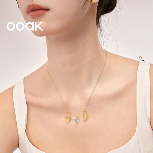 OOAK流金字母彩色半宝石月桂叶DIY吊坠手链项链锁骨链女生