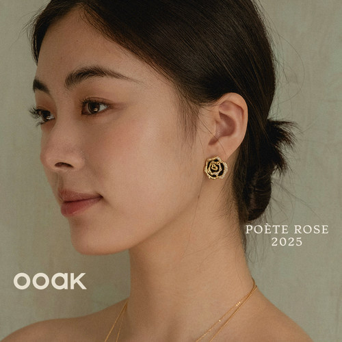 OOAK界格玫瑰诗人系列绽放玫瑰半宝石珍珠耳钉耳夹项链