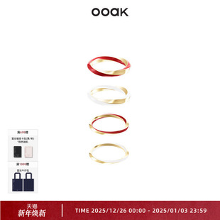 OOAK立体环绕彩色珐琅粗细戒指时尚 简约优雅百搭精美个性