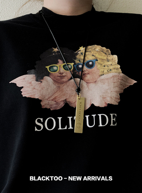 blacktoo复古纯铜幸运情侣项链