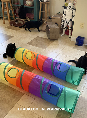 BlackToo/彩色躲猫猫隧道 滚地龙钻洞拼接通道宠物猫咪玩具