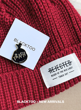 BlackToo/TRASH黑色垃圾袋珐琅别针 个性设计徽章胸针配饰百搭