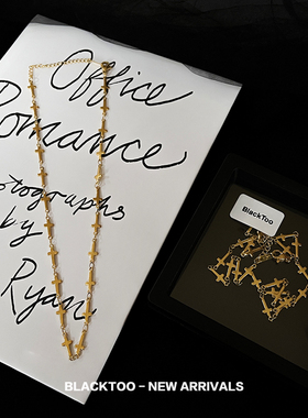 BlackToo/金色十字架项链 女款短项链锁骨链复古钛钢饰品