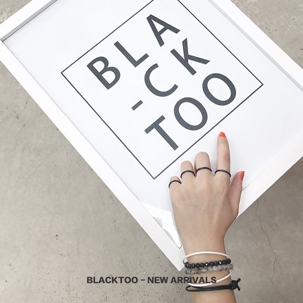 BlackToo/洗手不用摘戒指 黑色chic细指环ins风男女指环极细简约