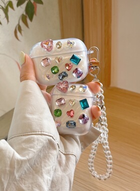 彩色水钻适用漫步者花再zeroClip耳机evoair保护套AirX comfoClip lollipro3 atombudsplus fitbudsPro蓝牙壳